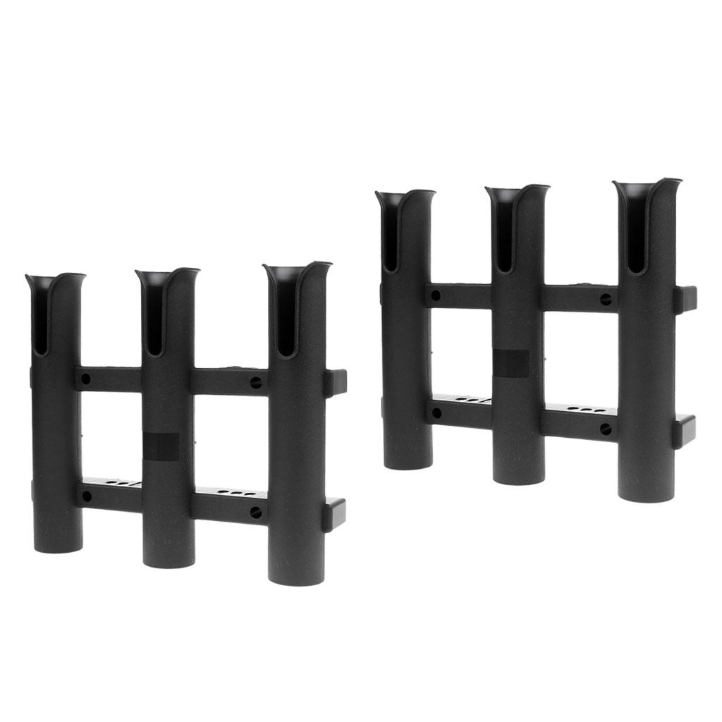 Fishing Rod Rack - ที่วางคันเบ็ดตกปลา PP สีดำ พร้อมที่วางแนวตั้งและขายึดสำหรับเก็บอุปกรณ์ตกปลาบนเรือ