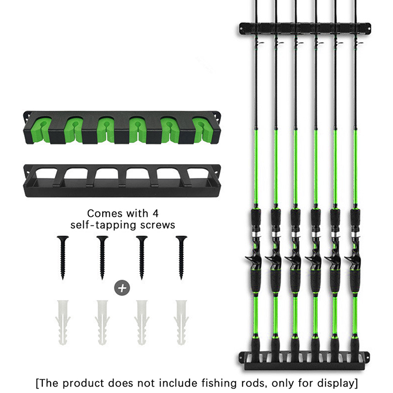 Fishing Rod Repair Kit - ที่วางคันเบ็ดตกปลาแบบใหม่ 6 คัน แบบติดผนัง แนวตั้ง สำหรับจัดเก็บในโรงรถ