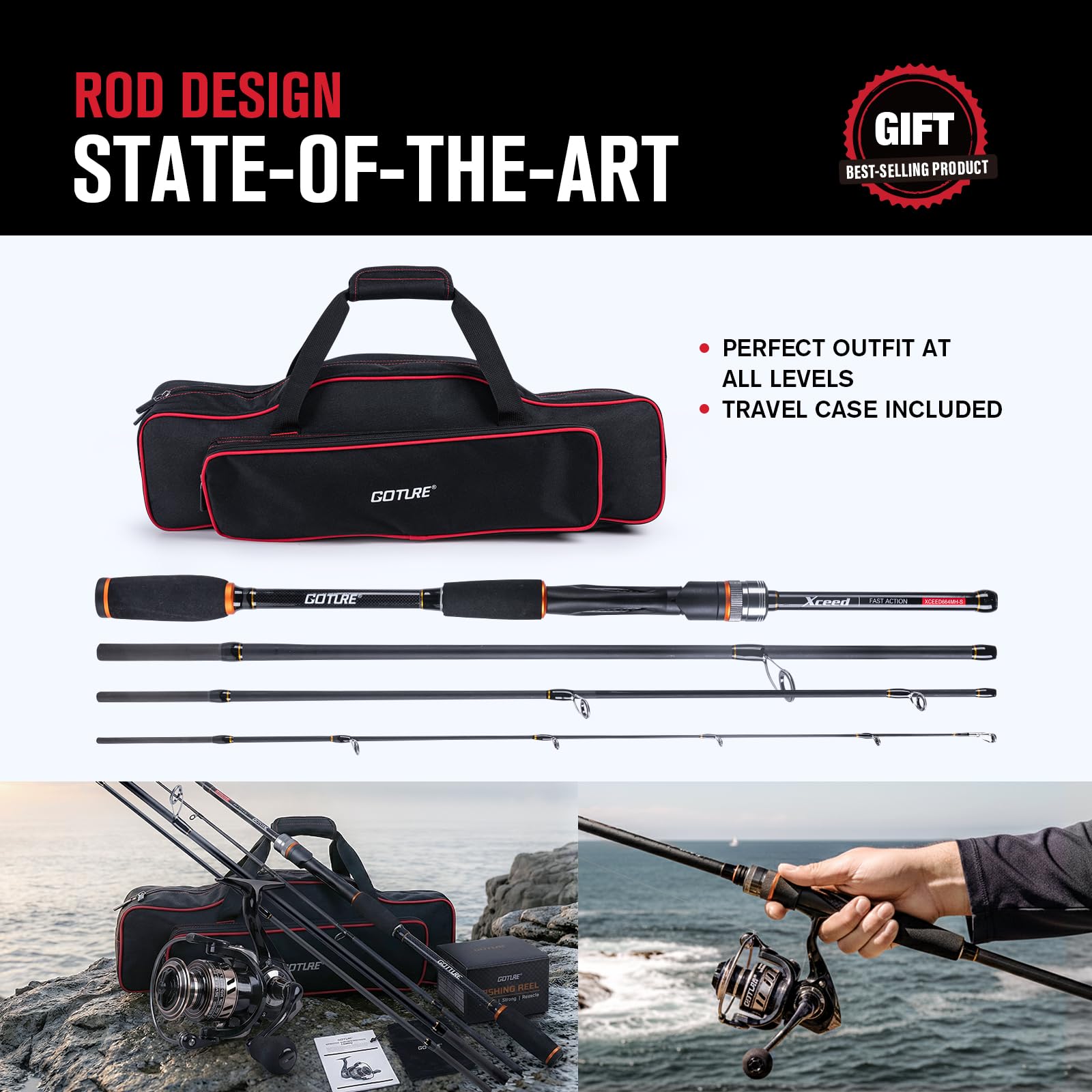ชุดคันเบ็ดและรอกตกปลาแบบพกพา G - Fishing Rod Combo บทวิจารณ์และราคา