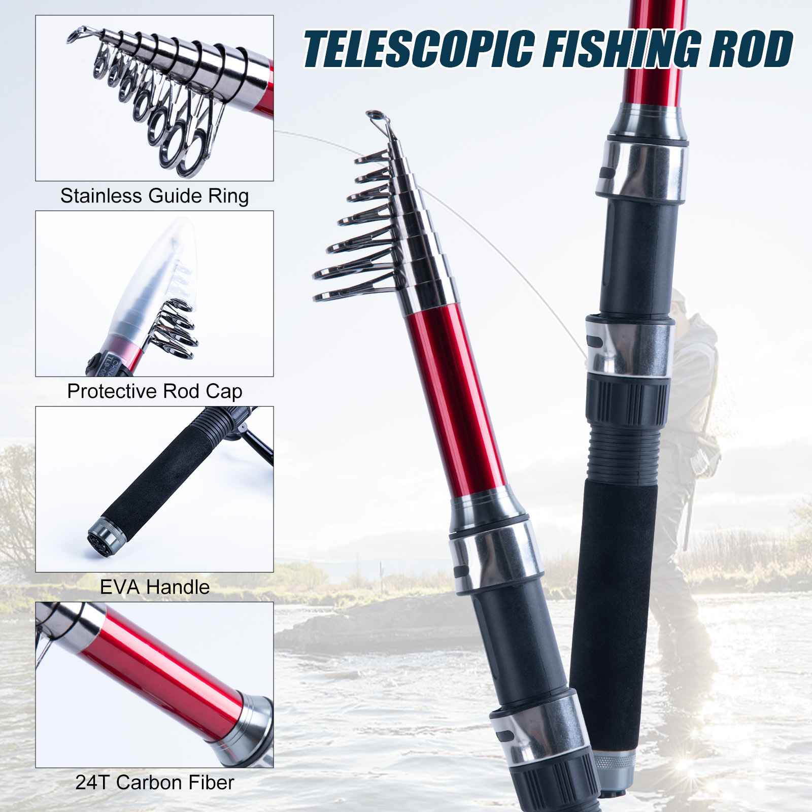 ชุดคันเบ็ดและรอกตกปลาแบบยืดหดไ - Fishing Rod Combo บทวิจารณ์และราคา